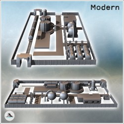 Industrial Zone Set with Railway Tracks, Railway Trains, Industrial Buildings and Enclosure (6)