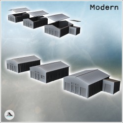 Set de trois hangars à toit en tôle avec annexe (10)