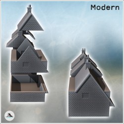 Set of three modern houses with garage and floors (12)