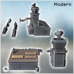 Set de bâtiments et accessoires modernes avec tour de contrôle et parabole (21)