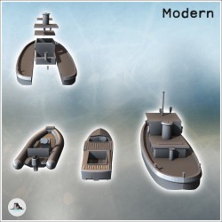 Set de trois bateaux avec canot et navire (1)