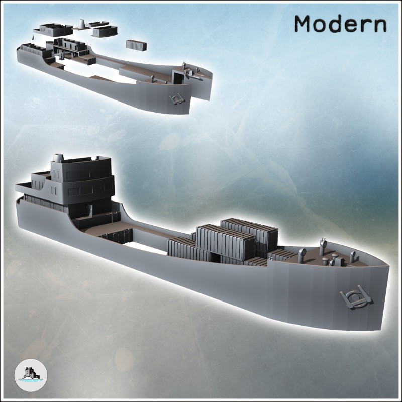 Grand navire moderne de transport cargo avec soute centrale (7)