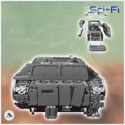 Carcasse de véhicule futuriste Sci-Fi blindé avec chenilles et porte cargo ouverte (7)