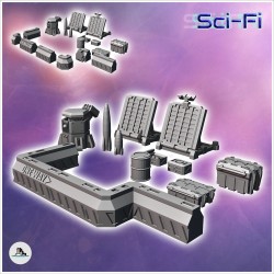 Set de fortifications futuristes Sci-Fi avec barricades, missiles et caisses (9)