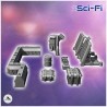 Set of futuristic Sci-Fi fortifications with barricades, missiles, and crates (9)