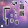 Set de fortifications futuristes Sci-Fi avec barricades, missiles et caisses (9)