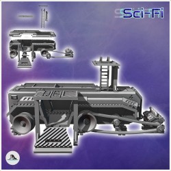 Futuristic shelter in a vehicle carcass with thermal engine and observation point (1)