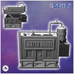 Futuristic western water storage building with pipes and tank (3)
