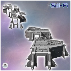 Modular futuristic Sci-Fi fortified bunker with corner metal pillars (19)