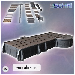 Modular futuristic Sci-Fi fortified bunker with patterned roof (20)