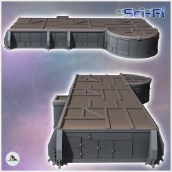 Modular futuristic Sci-Fi fortified bunker with patterned roof (20)