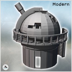 Observatoire planétaire moderne endommagé avec grand télescope et balcon circulaire (21)