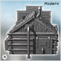 Magasin général western avec murs en rondins de bois et auvent abrité sur plateforme en bois (version futuriste) (32)