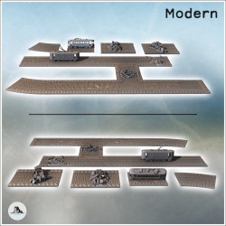 Set of modular paved roads for a modern city with debris and tramway (2)