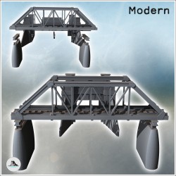 Set of two modern railway bridges with pillars and brick railings (3)