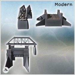 Set de deux ponts ferroviaires modernes avec piliers et rambardes en brique (3)