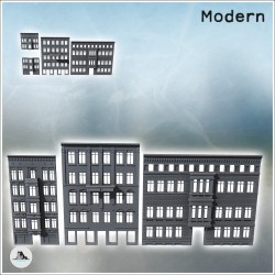Set of three modern wall facades with bricks and bay windows (4)