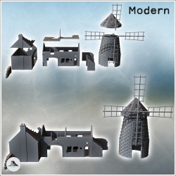 Set of farm buildings with ruined house and stone mill (5)