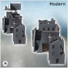 Set de trois immeubles modernes en ruine avec fenêtres à corniche (9)