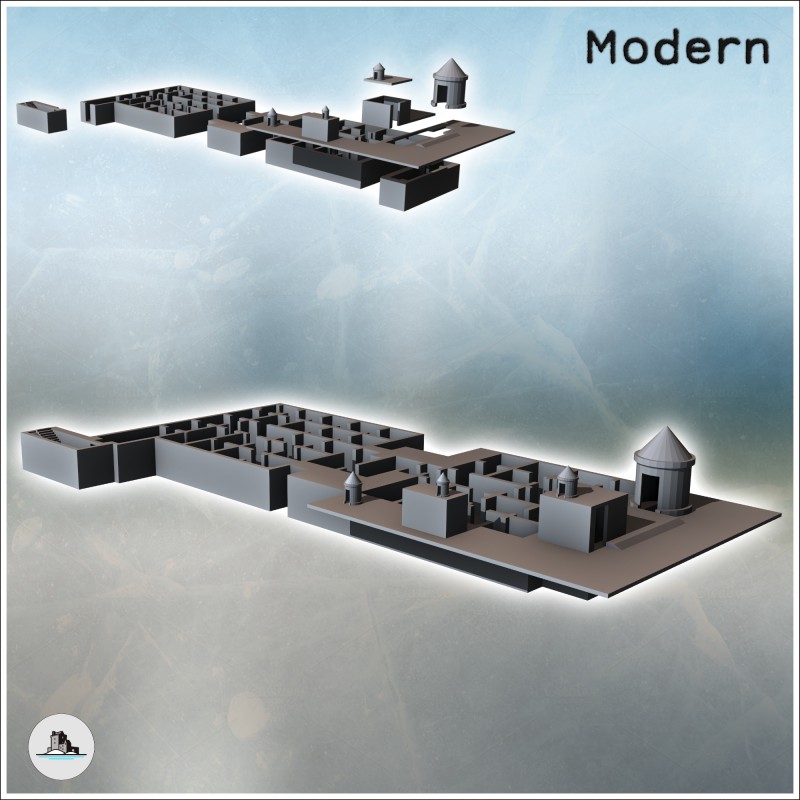 Grand bunkers sous-terrain avec dédales de pièces, escaliers d'accès et accessoires extérieurs de ventilation (11)