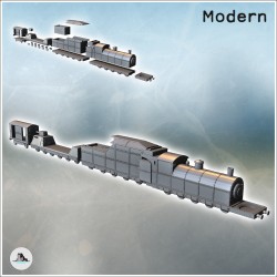 Convoi ferroviaire moderne avec train blindé et remorque équipé d'une tourelle militaire (2)