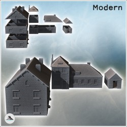 Set of modern houses with annex and fireplaces (6)