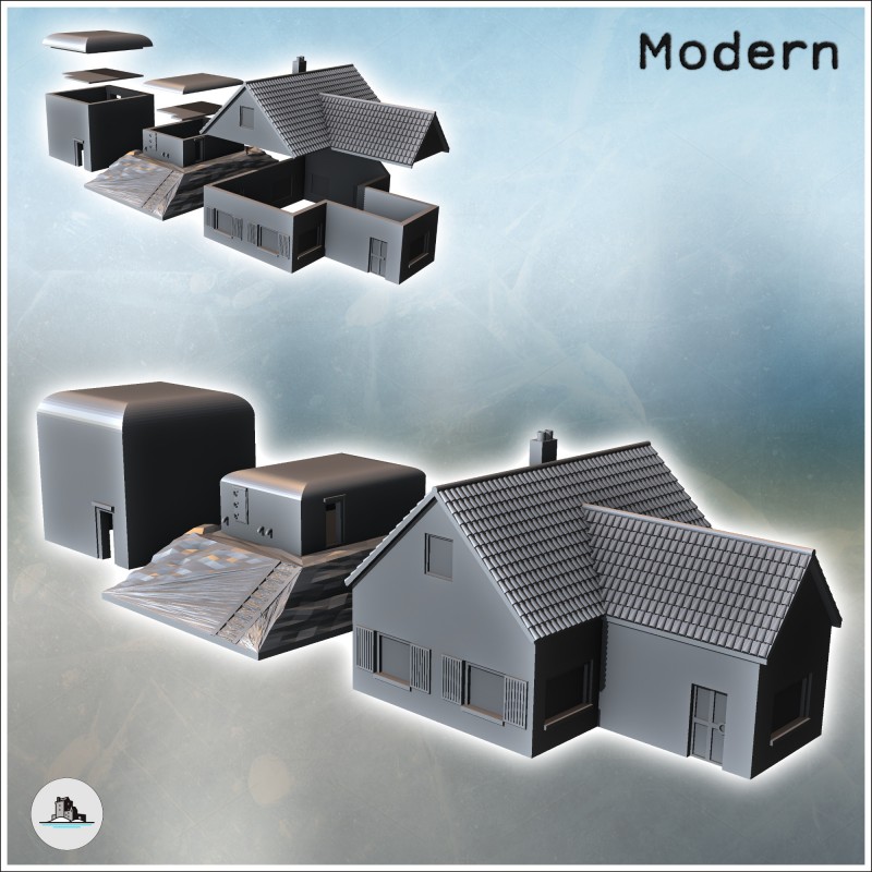 Modern House & Bunker Set for Fortified Defense (7)