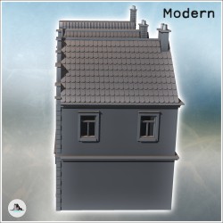 Set de trois maisons flamandes européennes modernes avec cheminée (10)