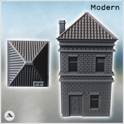 Maison européenne à étage en brique avec cheminée sur côté (12)