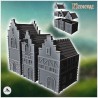 Set of three medieval half-timbered houses with tiled roofs (1)