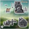 Set de maison médiévale avec pont, moulin à eau et étendoirs à peau (4)