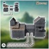 Medieval mine building with double central arch and rails for wagons (10)