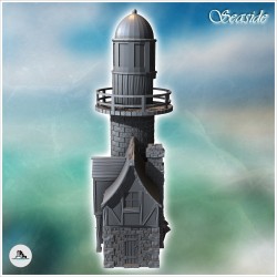 Medieval lighthouse on rock with annex building and large dome (12)