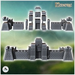 Medieval modular stone wall with large monumental carved door (14)
