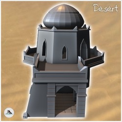 Desert oriental building with large terrace and roof dome (15)