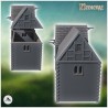 Set of two medieval warehouses with large wooden doors slate roofs (19)