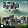 Set of modular stone medieval walls with roof towers (23)