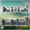 Set de murailles médiévales en pierre modulaire avec bâtiment entouré de tours (24)