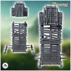 Six-wheeled wooden plank siege tower (3)