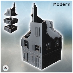 Modern two-story house with tiled roof and chimney (ruined version) (6)