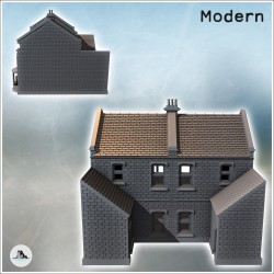 Maison européennes avec doubles fenêtres en baie et murs à l'arrière (version en ruine) (7)