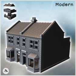 Maison européennes avec doubles fenêtres en baie et murs à l'arrière (version endommagée) (8)