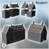 Set de deux grands immeubles modernes en brique à toit pentue et double cheminées (version intacte) (20)