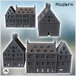 Set of two large modern brick buildings with sloping roofs and double chimneys (intact version) (20)