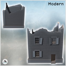 Immeuble carré en brique avec fenêtres à volets et deux étages (version en ruine) (30)