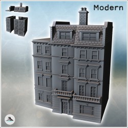 Grand immeuble moderne en trois parties à quatre étages avec fenêtres de toit (36)