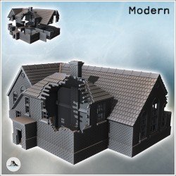 Grande demeure moderne avec toit en angle et annexe centrale avec cheminée (version détruite) (40)