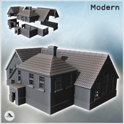 Grande demeure moderne avec toit en angle et annexe centrale avec cheminée (version intacte) (41)