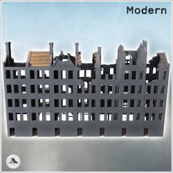 Set of Damaged European Buildings with Chimneys (5)