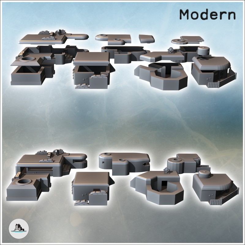 Set of seven military bunkers with different configurations (6)